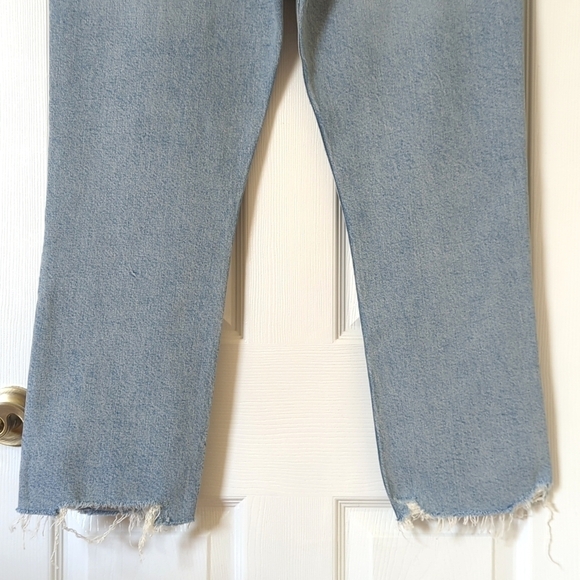Agolde Riley Bitter High Rise Straight Leg Cropped Button Fly Jeans 32 - Picture 6 of 16
